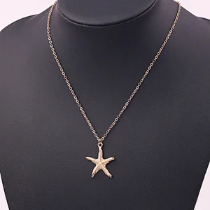 Gold plated clavicle chain cowrie conch shell starfish pendant necklace jewelry