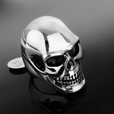 High Quality Matt Black Skeleton Head Cool Man Skull with Solid Back for Strong Men Rings