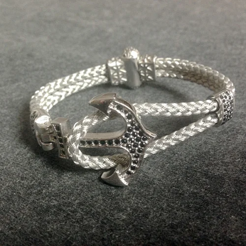 wire link anchor cord bracelet