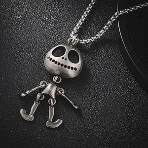 Customized Joint Movable Alien Retro Men and Women Personality  Hop Hop Pendant Stainless Steel Necklace