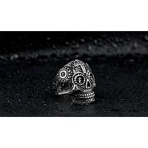 Hot Style kapala Ring Wholesale Carving Stainless Steel Skull Ring Man