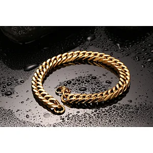 New Design Fashion 316L Stainless Steel Chain Sport Bangle Jewelry Gold Plated Chain Bracelet