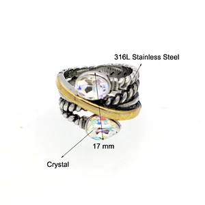 New Fashionable 18k Gold Plated 316lstainless Steel Gemstone Cheap Ladies Rings Jewelry Set