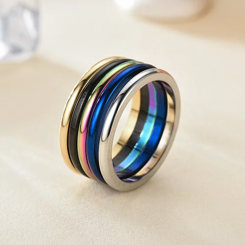 Simple colorful Plated Stainless Steel Ring For Men and Women
