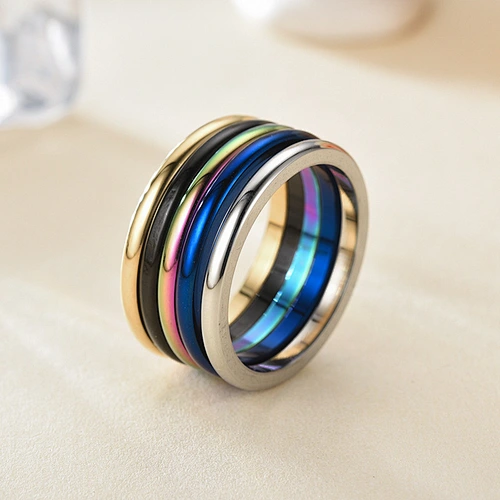 Simple colorful Plated Stainless Steel Ring For Men and Women