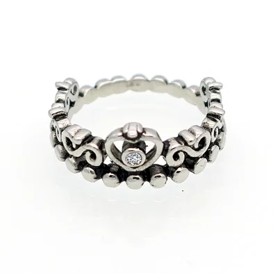 Antique Thai Silver Jewelry Women Crown Finger Ring For Girls