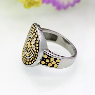 Spring 2019 Gold Color Titanium Steel Round Circular Dotted Ring David Brand Luxury Big Rings For Women Fashion Jewelry