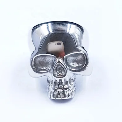 Wholesale custom size 316L stainless steel silver ring skull jewelry for men