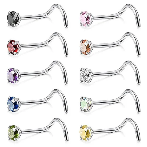 Wholesale Bridal Indian Women Stainless Titanium Steel Designs Custom Jewelry Hoop Gold Silver Pierced Studs Nose Ring