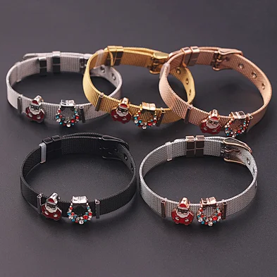 European and American fashion alloy point drill christmas slap charm bracelet