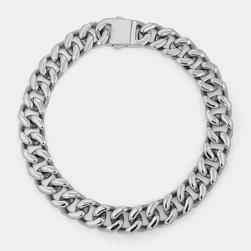 Vitaly Design 14MM 316L Stainless Steel Curb Cuban Choker Chain Link Clamps Shut with Substantial Buckle Clasp Necklace for Men