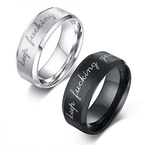 Wholesale price matte finished ip black plating 8mm 316l stainless steel finger ring