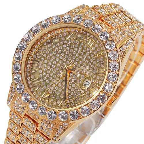 New Diamond-studded Waterproof Quartz Watch Hip Hop Fashion Big Dial Men's Watch