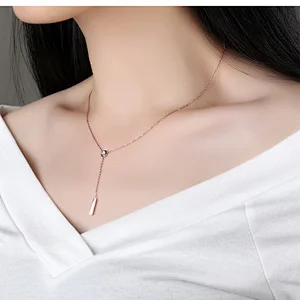 High quality stainlesssteel elegant women rose gold necklace jewelry Charm Pendants