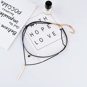 Fashion jewelry adjustable chain leather necklace for women