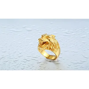 Personality Hipster FashionTitanium Steel Men's Wolf Ring 3D Animal Vintage Accessories Wholesale