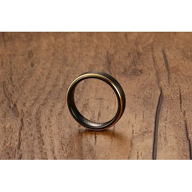 JMY factory custom Tungsten carbide steel brushed black gold ring rainbow wedding rings