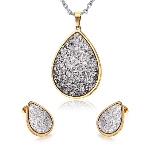 2019 March Expo 18K Rose Gold Dubai Style Hop Selling CZ Jewelry High Quality Stainless Steel Jewelry Sets