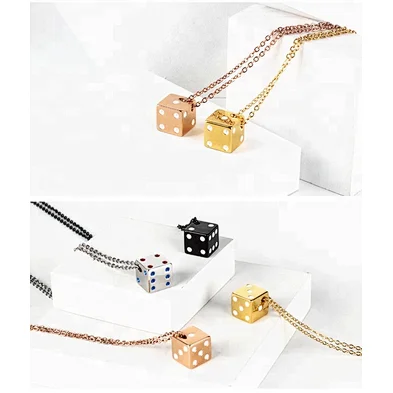 Brand Personality Minimalism Solid Color Lucky Dice Wild Couples Pendant Necklace Jewelry
