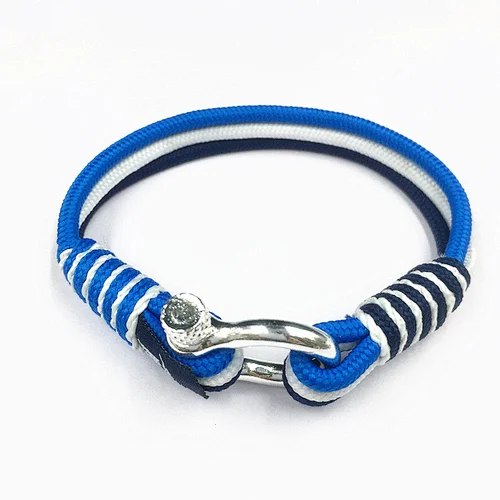 Fashion Jewellery Nylon Wax Cord D Shackle Rope survival bracelet For Men