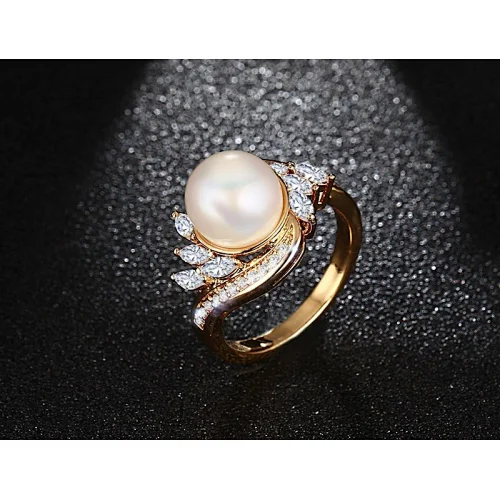 Pearl Engagement Finger Ring