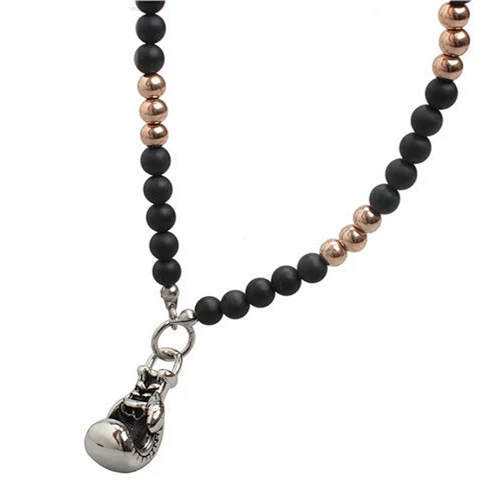 Fists Gold Black Pendant Necklace