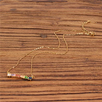 2019 Women Fashion Bohemian Crystal Zircon Stainless Steel Gold Plated Chain Jewelry Pendant Custom Necklace