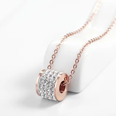 New titanium stainless steel lucky beads inlaid zircon ladies necklace short clavicle chain necklace