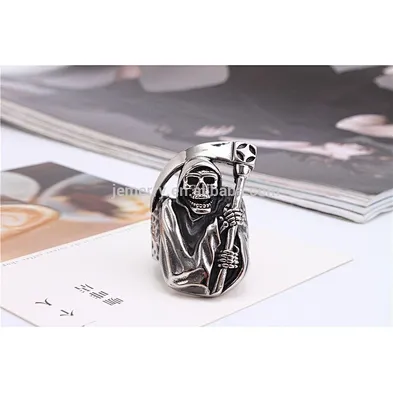 Trendy Death Skull Mens Ring Exaggerated Bands Cool Jewelry For Man Stainless Steel Ring