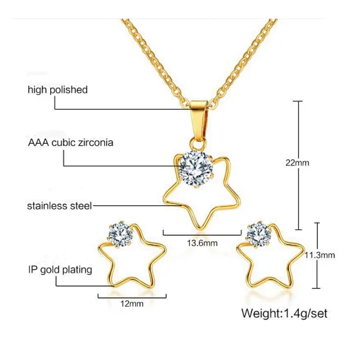 March Expo Hot sells 18K Gold Gum Stone Dubai Stainless Steel Manufacturers Jewelry Sets