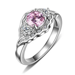Fashion Diamond Drill Engagement Ring Flower-Shaped Wedding Ring