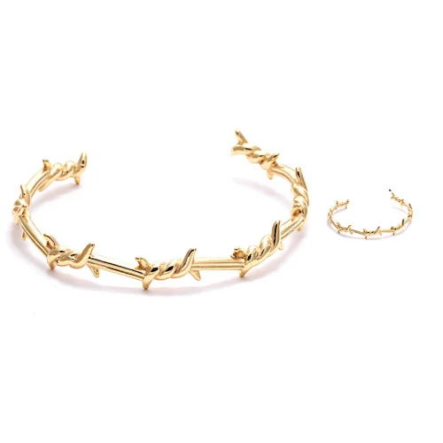JMY new product jewelry gold black silver women men stainless steel Thorn cuff bangle rings sets