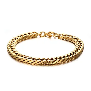 New Design Fashion 316L Stainless Steel Chain Sport Bangle Jewelry Gold Plated Chain Bracelet