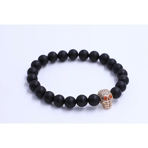 Gold Stainless Steel  Skull Head With Crystal Bracelet