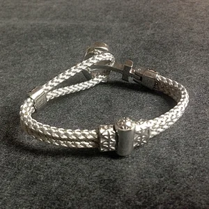 China Supplier Handmade Mens Steel Wire Cord Nautical Anchor Charm Zircon Silver Color Bracelet