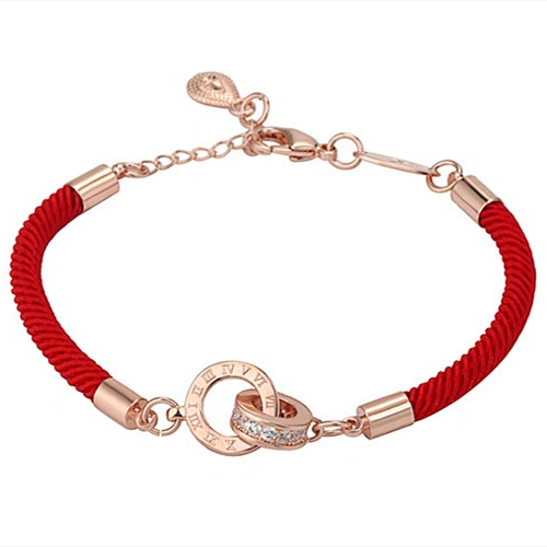 Korean Version Of The Red Rope Roman Numeral Double Ring Bracelet This Year's Lucky Bracelet Hand Jewelry