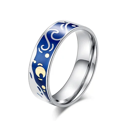 Romantic holiday gift titanium steel Starry sky custom logo couple ring