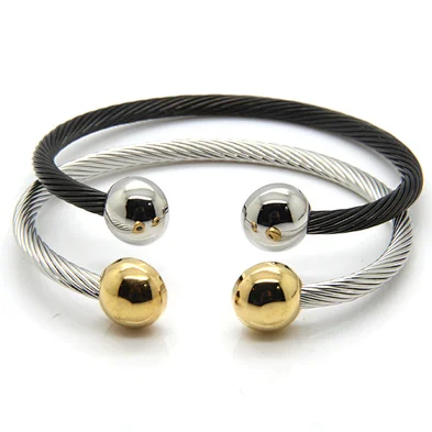 Chengfen Stainless Steel Black Cuff Bangle Bracelet Jewelry Thailand Jewelry