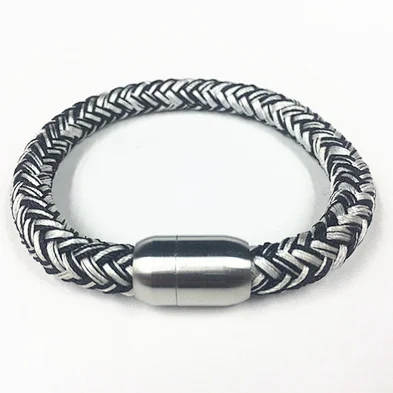 High Quality Handmade Bracelet Jewelry Stainless Steel Capsule Magnetic Clasp Mens Rope bracelet
