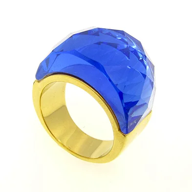 Jewelry Manufacturer China 316L Stainless steel 18k Gold Plated Luxury Gemstone Party Ring For Women