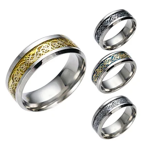 JMY Stainless Steel Jewelry Dragon Ring With Silver Gold Dragon Piece Stainless Steel Ring