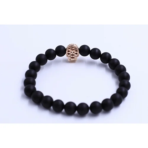 Gold Stainless Steel  Skull Head With Crystal Bracelet