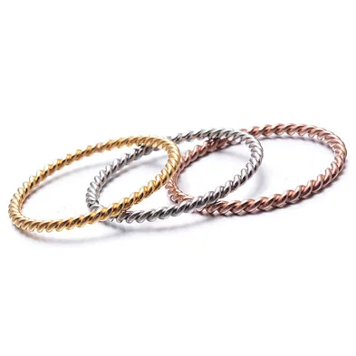JMY Latest Stainless Steel spiral pattern silver gold twist ring for Girls