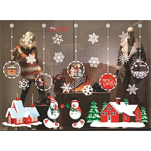 Color Christmas Sticker 53X37X2 Sheet/Roll Round Paper Tube Packaging No Rubber Static Window Sticker Christmas Decoration