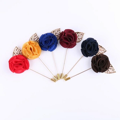 Wholesale Fashion Custom Fabric Rose Flower Brooch Men's Lapel Pins