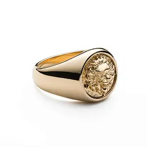 High quality 14k gold plating custom men 316l stainless steel animal Lion head Ring