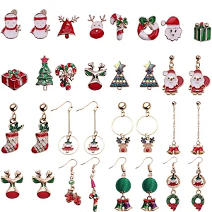 New design custom fashion gift jewelry stainless steel christmas tree earrings
