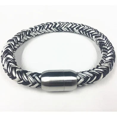 High Quality Handmade Bracelet Jewelry Stainless Steel Capsule Magnetic Clasp Mens Rope bracelet
