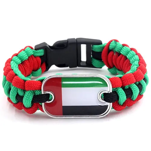 Asian Football Cup Different Country Flag Colors Representation UAE Flag  Braided Rope Survival Paracord  Bracelet Gear Kit