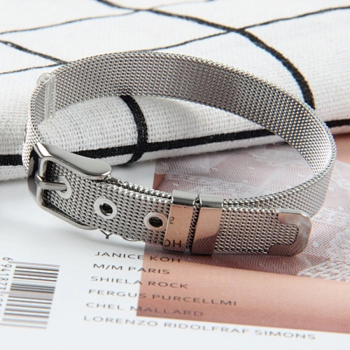 Simple Fashion Mesh Belt Bracelet 304 Stainless Steel Mesh Chain Straight Version Of Steel Mesh Jewelry